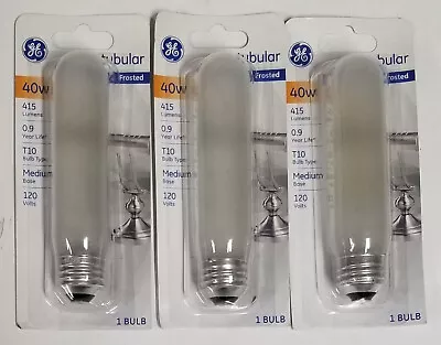 3 Pack GE 40-Watt Frosted Appliance T10 Tubular 5  Light Bulbs 250 Lumens • $22.99