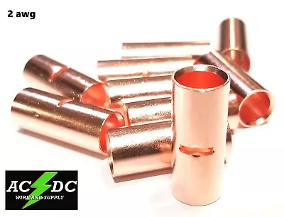 2 Gauge Bare Copper Butt Connector 5 Pk Crimp Terminal Awg Battery • $12.94