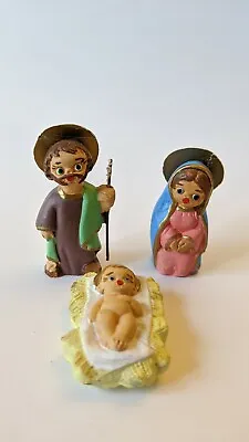 $102 • Buy Vintage Spanish Mud Christmas Nativity Miniature Figurine Set Of 18 Handpainted 