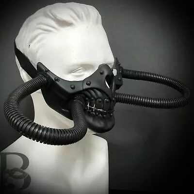 Black Steampunk Mouth Gas Mask With Tubes Masquerade Halloween Cosplay • $21.95