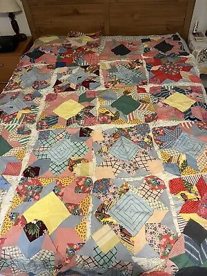 VTG Quilt Blocks Handsewn Cotton 28 14” Squares • $45