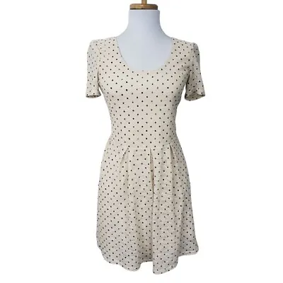 Urban Outfitters Pins & Needles Size S Cream Lace Stretch Polka Dot Retro Dress • £15.33