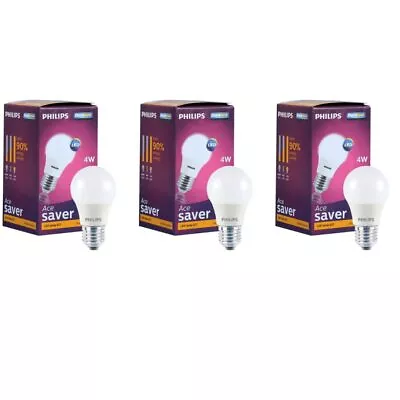 Philips AceSaver 4W E27 LED Bulb 350lm Warm White Pack Of 3 • $19.39