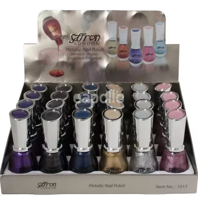 Saffron Metallic Nail Polish Varnish 6 Bottle 10ml Pack Gold Silver Pink Purple • £12.95