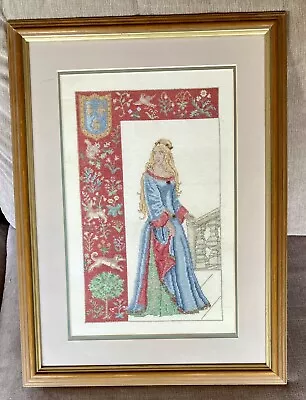 COMPLETED Medieval Lady  Cross Stitch Framed 39 X 52cm • £20