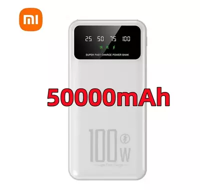 100W 50000 MAh High Capacity PortablePower Bank White Fast Charge IPhone Android • $54.99