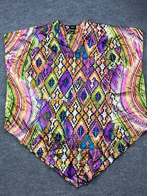 Ashro Moo Moo Women's Free Size Multicolor Geo Kimono Housedress 100% Polyester • $12