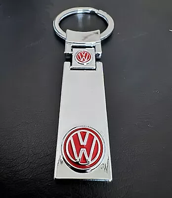 Elegant VW Volkswagen Keychain - Sleek Mirror Finish Metal Slab Design RED Logo • $10.71