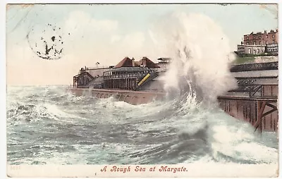 Kent; A Rough Sea At Margate PPC 1904 Postmark To Mabel Cude Muswell Hill • £5