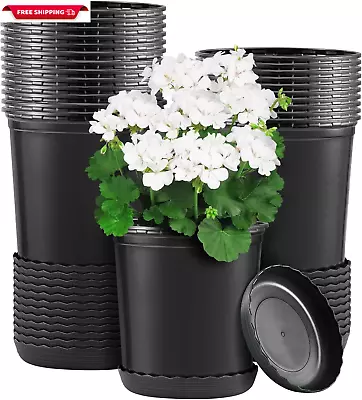 24 Pack Plant Pots With Drainage 6 Inch 1 Gallon For Plants Flexible Nursery Pot • $25.71