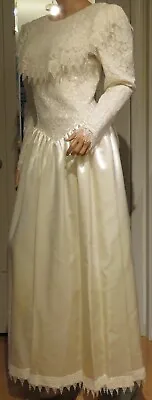 Wedding Gown  Handmade  Midi Length Satin W/Lace Bodice Vintage • $45