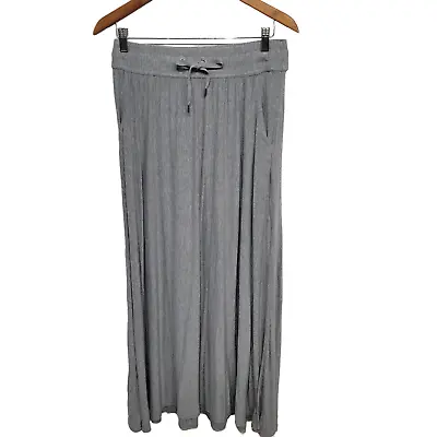 Athleta Pure Vida Double Slit Gray Jersey Maxi Athleisure Pockets Skirt Large  • $25