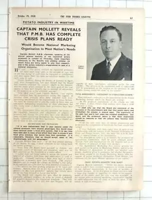 1938 Captain Mollet Potato Board Chairman Potato Industry In Wartime • $6.31