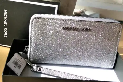 Michael Kors Silver Glitter Wristlet / Phone Case • $179.95