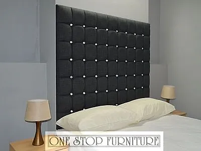 Bill Diamante High Headboard Wall Fixing Linen All Sizes & 14 Colours! Bargain! • £43.20