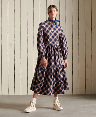 £32.50 • Buy Superdry Womens Woven Long Sleeve Check Midi Dress