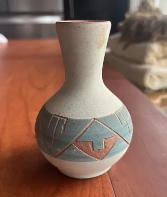Vintage Pawnee Native American Art Pottery Ceramic Vessel 4” Vase Painted • $18