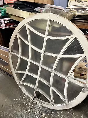 C1930 Vintage RARE Round Window Unique Fenestration Privacy Glass 51.5” Diameter • $3250