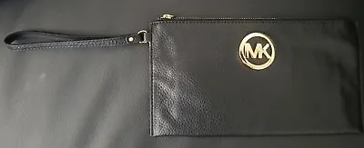 Michael Kors Black Leather Fulton Wristlet • $45