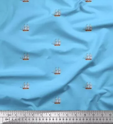 Soimoi Blue Cotton Poplin Fabric Yacht Nautical Decor Fabric Printed-LVK • $11.57