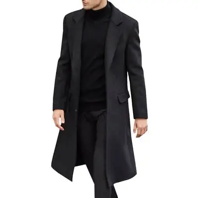 Winter Warm Men Formal Trench Coat Smart Work Tops Outwear Overcoat Long Jacket • £44.59