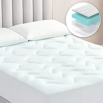 EHEYCIGA Memory Foam Mattress Topper Kingsize Bed Gel Mattress Pad With Extra • £62.49