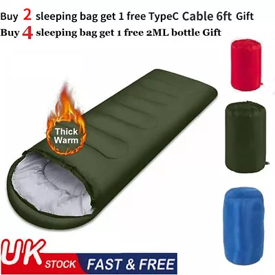 3 Season Camping Hiking Sleeping Bag For Cold Weather Camping Winter Warm UK Top • £15.59