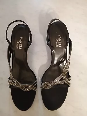 Vaneli Di Notte  Women Shoes Black 9.5 S Narrow Slingback Open Toe Heels • $24.93