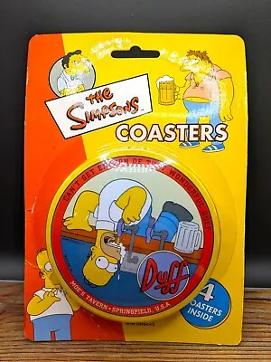 VTG 2001 RIX The Simpsons Duff's Beer Moe's Tavern Collectible 4 Coasters W/ Tin • $9.99