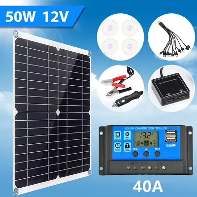 £25.99 • Buy 50 Watts Solar Panel Kit 40A 12V Battery Charger With Controller Caravan Boat