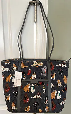 NEW Vera Bradley HOLIDAY DOGS Small Trimmed Vera Tote - Shoulder Bag Purse • $49.99