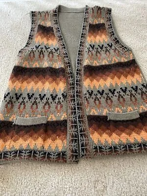 Vintage Men’s Gorgeous Fair Isle Wool Hand Knit Sweater Vest Size Large • $29