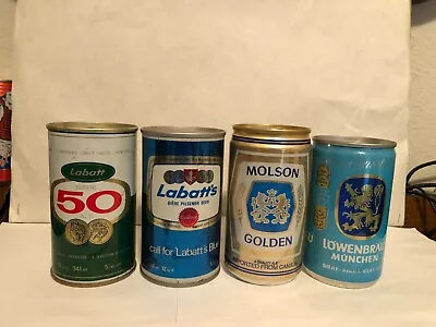 4 Int'l Beer Can Tabs Lot #2 - Molson Labatt's Lowenbrau Labatt 50 5. • $4