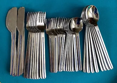 39 Pc Mikasa Studio Nova ACCENT-BLUE Stainless Flatware Silverware Service 8 • $69.95