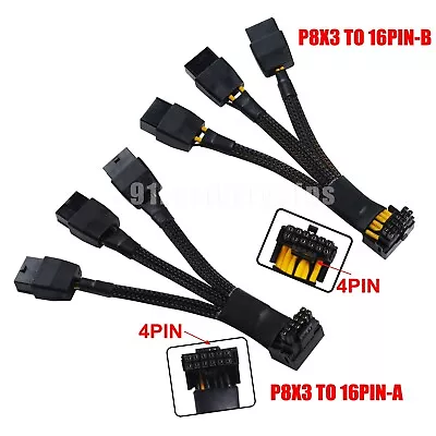3x8pin To 16Pin (12+4) GPU RTX4090 RTX4080 PCI-e 5.0 12VHPWR 90° Elbow Cable  • $12.98