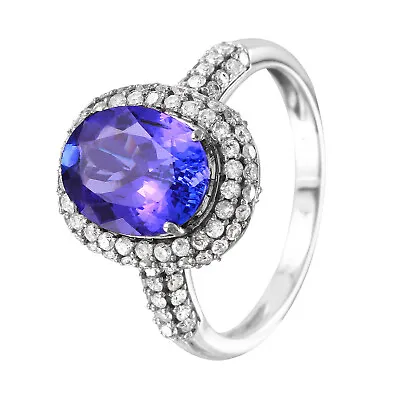 14KT White Gold 4.33ctw Tanzanite Diamond Cocktail Ring Size 7.25 L1484 • £1350.21