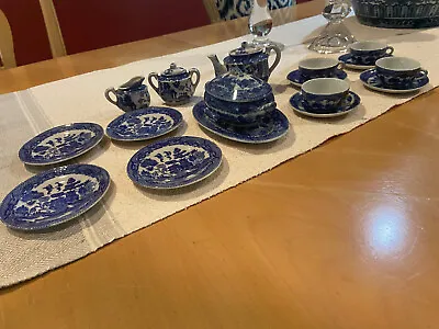 Vintage Japan Blue & White Blue Willow Ceramic Miniature 21pc Tea Dish Set • $99.99