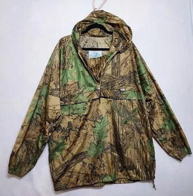 RAINFAIR REALTREE Sz L Camo Fishing Hunting Jacket Hooded Vented Caped Raincoat • $30.73