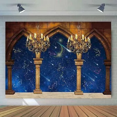 Medieval Palace Pillar Backdrop Starry Sky Kids Party Photo Background Banner • $19.78