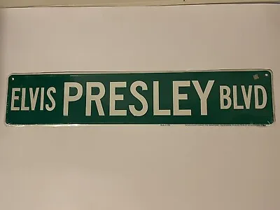 NEW ELVIS PRESLEY BLVD Street Sign Green W White Letters Tin Metal 24  X 5  • $29.99