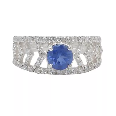 925 Silver & Round Shape 1.65 Carat 100% Natural Blue Tanzanite Women's Ring • £142.80