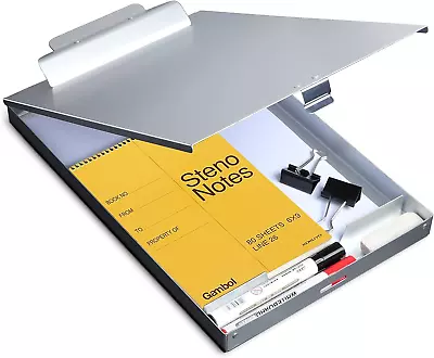 Metal Clipboard With Storage Letter Size Form Holder Portfolio Aluminum Metal - • $35.12