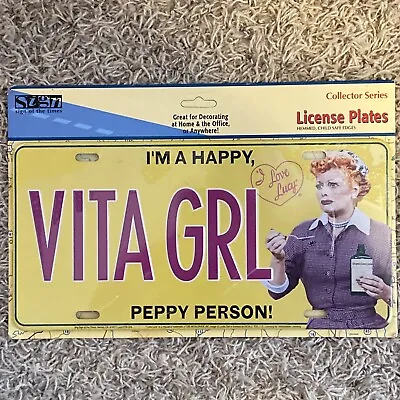 Sealed I Love Lucy Metal License Plate VITA  GRL I'm A Happy Peppy Person Ball • $11.40