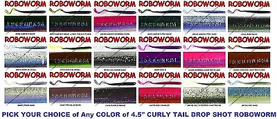  Roboworm Curly Tail 4.5 Inch Drop Shot Worms CR 10 Pack Pick From 18 Colors • $8.99