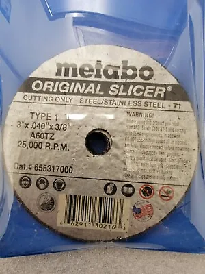 Metabo 655317000 3  X 0.04 X 3/8 Original Slicer A60TZ Type 1; Qty Of 6 • $14.99