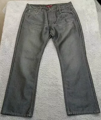 Old Skool Jeans 40X32 Y2K Hip Hop Black/Silver Streetwear Straight Cotton Blend • $28.85