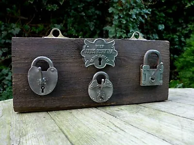 £175 • Buy Vintage Coat, Keys Rack On Wooden Board, Handmade, Padlock, Plaque, Loft B