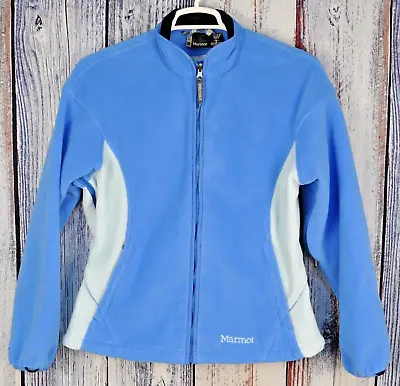 Marmot Women’s Blue/White Fleece Branded Full Zip Soft Shell Jacket Size Large • $18.95