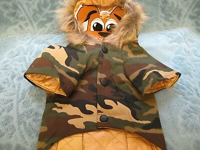 Parka Fully Lined Dog Jacket Camouflage Fur Trim Hood  With Pockets  • £11.99