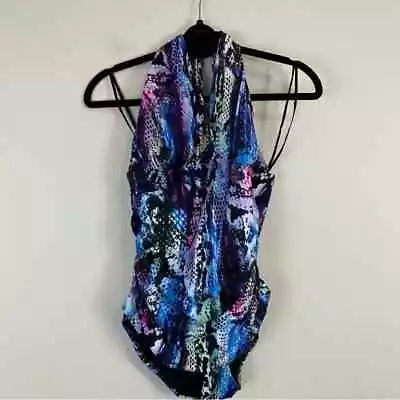 Magicsuit Blue And Purple Snake Print Ruched One Piece Swimsuit Size 14 • $40